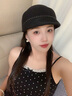 啄木鳥(niǎo)遮陽(yáng)防曬帽子女士英倫馬術(shù)帽名媛氣質(zhì)減齡薄款四季鴨舌太陽(yáng)帽 黑色 曬單實(shí)拍圖