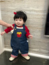 幼歌（YOUGE）嬰幼兒薯條造型軟牛仔背帶休閑褲寶寶童趣舒適寬松褲子 牛仔藍(lán) 73 cm 曬單實拍圖