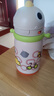 babycare兒童保溫杯寶寶水杯嬰幼兒學(xué)飲杯水壺帶手柄霸王龍不銹鋼吸管杯 掛繩款+贈吸嘴-光電青 450ml 曬單實(shí)拍圖