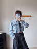 TOMMY JEANS25新款秋冬女裝純棉美式潮流醒目大旗標(biāo)寬松短牛仔外套21063 牛仔藍(lán)1A5 XS （推薦：80-100斤） 曬單實(shí)拍圖