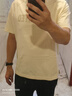 Mr.Bu布先生圓領(lǐng)字母印花T恤男夏季插肩袖設計純棉短袖上衣清倉 雅米杏 L (175) 曬單實(shí)拍圖