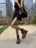 回力厚底馬丁靴女款2025新款秋季小個(gè)子增高顯瘦復古棕色靴子短靴 卡其 37 曬單實(shí)拍圖