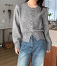 爾山集灰色開(kāi)衫 法式新款感圓領(lǐng)針織開(kāi)衫女秋冬新款氣質(zhì)軟糯百搭毛衣女 灰色軟糯百搭開(kāi)衫均碼 曬單實(shí)拍圖
