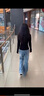 衣然呈品牛仔褲女秋季新款美式高街潮牌直筒高腰寬松休閑微喇闊腿長(cháng)褲子女 藍色 常規 M 【建議90-105斤】 曬單實(shí)拍圖