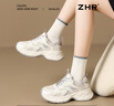 ZHR春夏老爹鞋女學(xué)生網(wǎng)面透氣女鞋厚底增高百搭運動(dòng)鞋女 AB69 米色38 曬單實(shí)拍圖