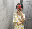 棉綢睡裙女夏薄款2025新款睡衣韓版甜美少女網(wǎng)紅家居外穿裙子QM 白底彩花2301 均碼 (90-140斤內穿) 曬單實(shí)拍圖
