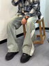 魯賓克牛仔褲男春秋季美式高街潮牌褲子男寬松直筒工裝痞帥闊腿休閑長(cháng)褲 TC-799藍色 XL (建議體重125-135斤) 曬單實(shí)拍圖