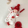 G.DUCKKIDS滿(mǎn)月寶寶衣服純棉男女新生兒連體衣紅百天嬰兒衣服秋冬喜慶春秋款 紅單層神龍帶福--含帽+襪 春秋款 66cm 曬單實(shí)拍圖
