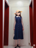 VEROMODA七夕禮物連衣裙女2025夏季新款牛仔雪紡拼接修身A字裙子325242005 中特深牛仔藍色 M 曬單實(shí)拍圖