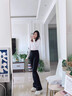 Qidongyinqing黑色彈力微喇牛仔褲女秋裝2025新款高腰顯瘦女款爆款女士喇叭褲子 黑色【長褲】薄絨 M 【建議99-115斤】 曬單實拍圖