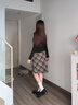 MMLG復(fù)古格子毛呢半身裙女2025年早秋新款韓里韓氣可甜可鹽休閑裙子 深咖格子 S 曬單實拍圖