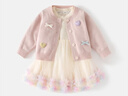 班喜迪女童連衣裙春裝新款洋氣兒童公主裙套裝寶寶周歲禮服春秋小童裙子 粉色 90 曬單實(shí)拍圖