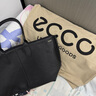 愛(ài)步（ECCO）七夕禮物 托特包女 25年新款百搭拼接手提大容量單肩女包9108248 黑色910824890000 曬單實(shí)拍圖
