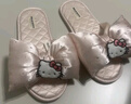 果殼（Gukoo）拖鞋女春夏HelloKitty聯(lián)名蝴蝶結平底女士居家拖鞋 香草粉 38-39 曬單實(shí)拍圖