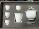 景德鎮陶瓷茶具套裝影青雕刻蓋碗茶杯茶具整套送禮男士高檔搬家禮品禮盒 【高溫影青】玉影山水茶具 6頭 曬單實(shí)拍圖