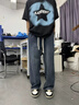 杉努天絲牛仔褲子男夏季萊賽爾涼感闊腿直筒褲寬松百搭松緊腰男生長褲 G158磨白復(fù)古藍(lán) XL 曬單實(shí)拍圖