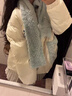 派吉鯊可愛(ài)毛茸圍巾polo領(lǐng)棉服外套女2025冬季新款保暖加厚百搭棉衣棉襖 藍色+圍巾 M 95-105 曬單實(shí)拍圖