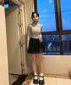 半高領(lǐng)打底衫內(nèi)搭褶皺長袖T恤女春秋冬季修身顯瘦簡約純色上衣潮 7007#灰色 M 【92斤以下】 曬單實拍圖