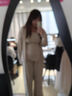 艾美琦美大碼女裝200斤胖妹妹2025新款秋季顯瘦開衫長褲子休閑套裝三件套 淺杏色三件套 2XL [建議140-160斤] 曬單實拍圖