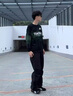 DIDGERIDOO官方潮牌圓領衛(wèi)衣男女秋冬休閑寬松百搭上衣日系風時尚撞色衣服男 黑色（NE01） XL （推薦體重130-150斤） 曬單實拍圖