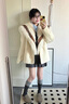 妤遇（YUUZYUUS）品牌女裝貂皮大衣女短款2025冬季新款時(shí)尚年輕款氣質(zhì)高端整貂外套 奶白色 M 曬單實(shí)拍圖
