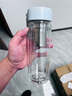 米家玻璃杯 雙層帶茶隔水杯 耐高溫泡茶杯  加厚透明杯子400mL 金屬灰 曬單實(shí)拍圖