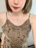 栢啟歆蝴蝶項鏈 雙層綠水晶吊墜女2025新款小眾輕奢鎖骨鏈高級感項鏈 雙層蝴蝶流蘇項鏈 曬單實拍圖