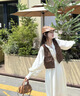 妍莉芬（yanlifen）米白色設計感連衣裙套裝女2025秋裝新款法式減齡小個子馬甲兩件套 米白色 【套裝】 L (125斤內(nèi)) 曬單實拍圖