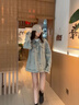 莜仙格2025年新款美式高街oversize工裝水洗做舊破洞牛仔外套女春秋夾克 牛仔外套 L 建議 105-115斤 曬單實(shí)拍圖