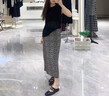 GCRZW高檔波點半身裙女夏季中長款2025新款豹紋亞麻包臀裙棉麻a字裙子 黑色 【輕奢高檔款】 3XL /31 建議135-145斤 曬單實拍圖