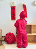 G.DUCKKIDS小黃鴨童裝嬰兒套裝春秋寶寶抓周歲禮服百天滿月服秋季中國風唐裝 A類-紅色三件套 80 尺碼建議9-12個月cm 曬單實拍圖