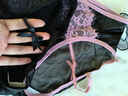 PINK AMY【3條】睫毛蕾絲內褲女性感鏤空綁帶高級女士?jì)妊澮志讬n三角褲 甜欲玫+純欲粉+誘惑黑 L 【80-120斤】 曬單實(shí)拍圖