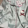 果殼（Gukoo）冰絲睡衣女春秋款HelloKitty聯(lián)名簡約女士家居服套裝 淺水綠 L  曬單實拍圖