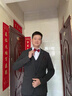 花花公子西服男士套裝潮流韓版修身英倫新郎結婚禮服商務(wù)職業(yè)黑色休閑西裝 1深灰色紋理9905西服+西褲+馬甲配白襯衫 2XL 54/145斤穿 曬單實(shí)拍圖