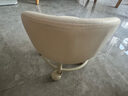 喻品矮凳滑輪帶靠背家用客廳移動(dòng)美縫圓板凳成人便攜小凳子HK5213米白 曬單實(shí)拍圖
