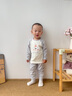 巴帝巴帝嬰幼兒童純棉秋衣秋褲保暖套裝男女寶睡衣家居服 灰 蘋(píng)果熊熊 100 曬單實(shí)拍圖