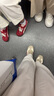 蘇茵茵4cm軟塌塌內(nèi)增高絲綢拼色踩跟阿甘鞋平底運動休閑鞋女德訓(xùn)鞋春 卡其拼粉（全網(wǎng)d家4.5cm增高版） 36 曬單實拍圖