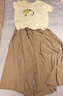 百家好（Basic House）Basic House/百家好高腰拼接闊腿褲女夏季新款設(shè)計(jì)感寬松休閑裙褲 卡其色 M 曬單實(shí)拍圖