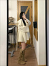 春乏2025秋冬斗篷雙面絨毛呢外套女寬松時(shí)髦連帽小個(gè)子短款呢子大衣女 米白色 XS 建議105斤以下 曬單實(shí)拍圖