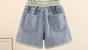 迪士尼女童牛仔短褲中大兒童褲子夏季薄款洋派五分褲兒童寬松休閑運動(dòng) 藍色[女童中大童牛仔短褲] 160 cm 建議身高1.6米 曬單實(shí)拍圖
