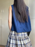 無(wú)印良品（MUJI）女式 棉紗無(wú)袖罩衫上衣打底衫女款內(nèi)搭女裝25年夏季 BC2MKA5S 藏青色 S （155/80A） 曬單實(shí)拍圖