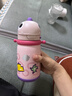 babycare兒童保溫杯大寶寶學(xué)飲吸管水杯水壺霸王龍不銹鋼保溫杯上學(xué) 恐龍背帶款+吸嘴-引力洋紅 450ml 曬單實(shí)拍圖