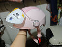 兩只小蜜蜂3C認(rèn)證電動車頭盔摩托車四季通用半盔 防曬防霧雙鏡0感天窗男女通用電瓶車頭盔TK47 0感頭盔櫻花粉 曬單實拍圖