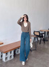 Calvin KleinJeans【新品禮盒】25夏女美式復(fù)古ck高腰寬松闊腿牛仔褲47B936G U3N-牛仔深藍(lán) 27 曬單實拍圖