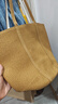 無印良品（MUJI）紙編 托特包 挎包 女包 包包 輕便 手提編織包通勤 淺棕色 加大 底部直徑25*高31cm 曬單實拍圖