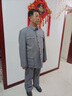 CANDYPRINCE 中山裝 老式民國中山服套裝 中老年爸爸裝 老年人衣服男爺爺裝 淺灰-(上衣+褲子) XL /175-(體重130-145斤) 曬單實(shí)拍圖