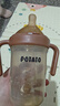 小土豆（potato）寶寶吸管奶瓶pp嬰兒學飲杯自帶偏中心奶嘴6個月以上 300ml栗子棕 曬單實拍圖