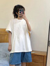 回力白色短袖t恤女正肩2025新款夏裝顯瘦遮肚子休閑半袖夏季純棉體恤 曬單實(shí)拍圖