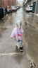 牧萌兒童雨衣男童女童防水全身雨披幼兒園小學(xué)生雨具 粉色草莓兔 S 曬單實(shí)拍圖