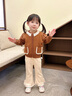 幼歌（YOUGE）嬰幼兒2025秋季新款法式復(fù)古花邊拼接柔軟毛衣開衫 棕色 90 cm 曬單實拍圖
